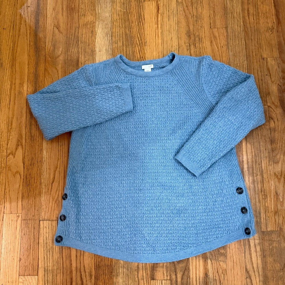 J. Jill Sweater M Light Blue Mixed Knit Textured Side Button Fall Winter - Picture 2 of 11